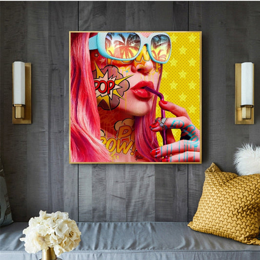 Tableau Pop Art Femme Lunette