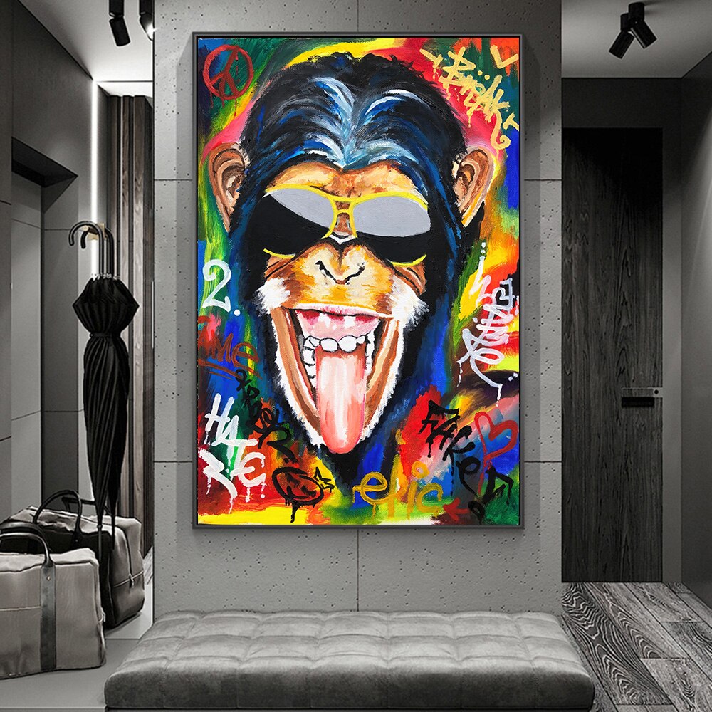 Tableau pop art singe lunette