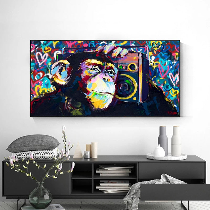 Tableau Singe Multicolore