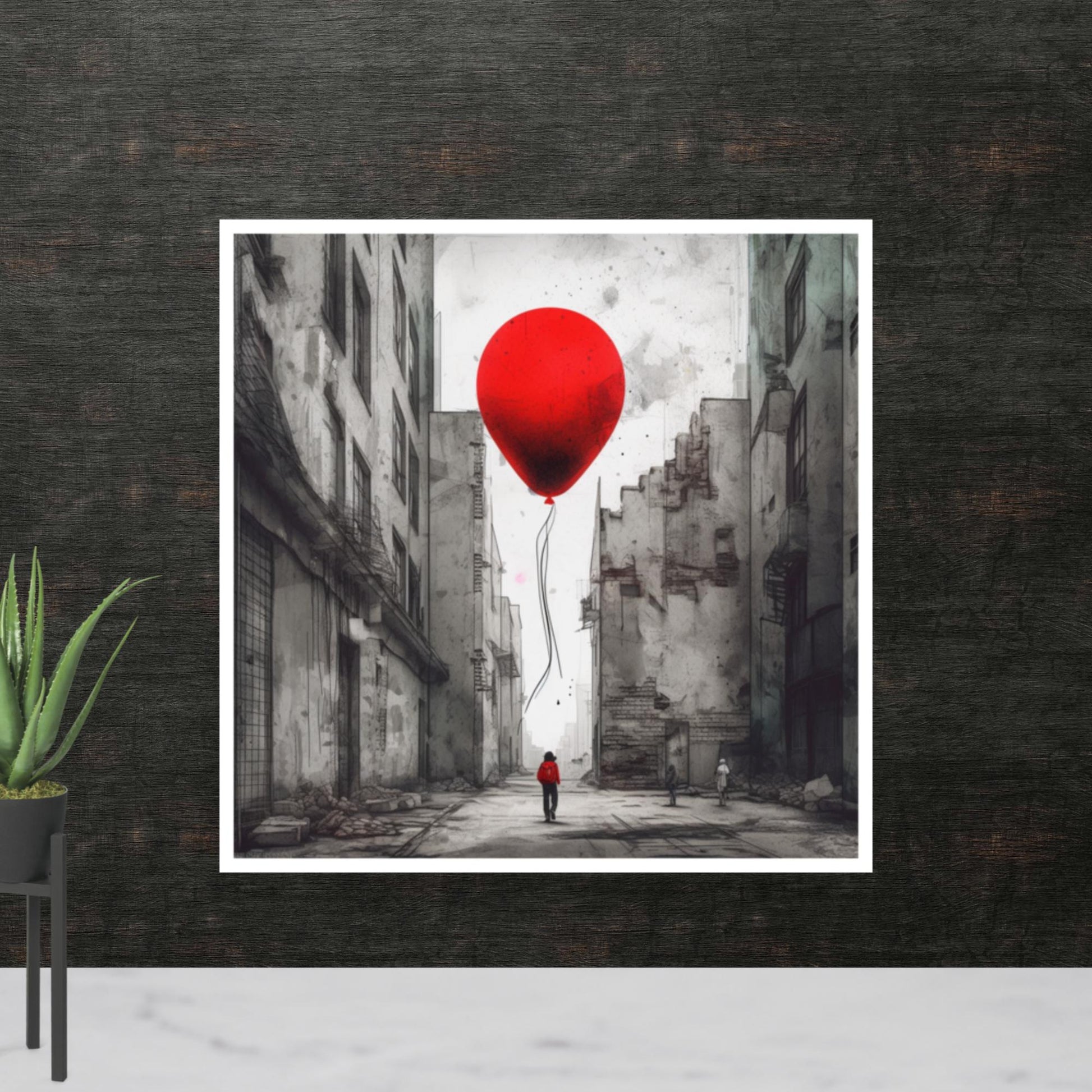 Tableau Street Art Ballon Rouge-LigneCreator