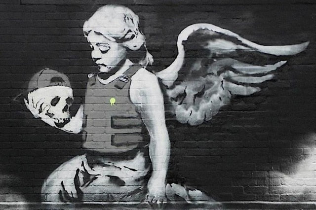 Tableau Street Art Banksy Ange ou Démon-LigneCreator