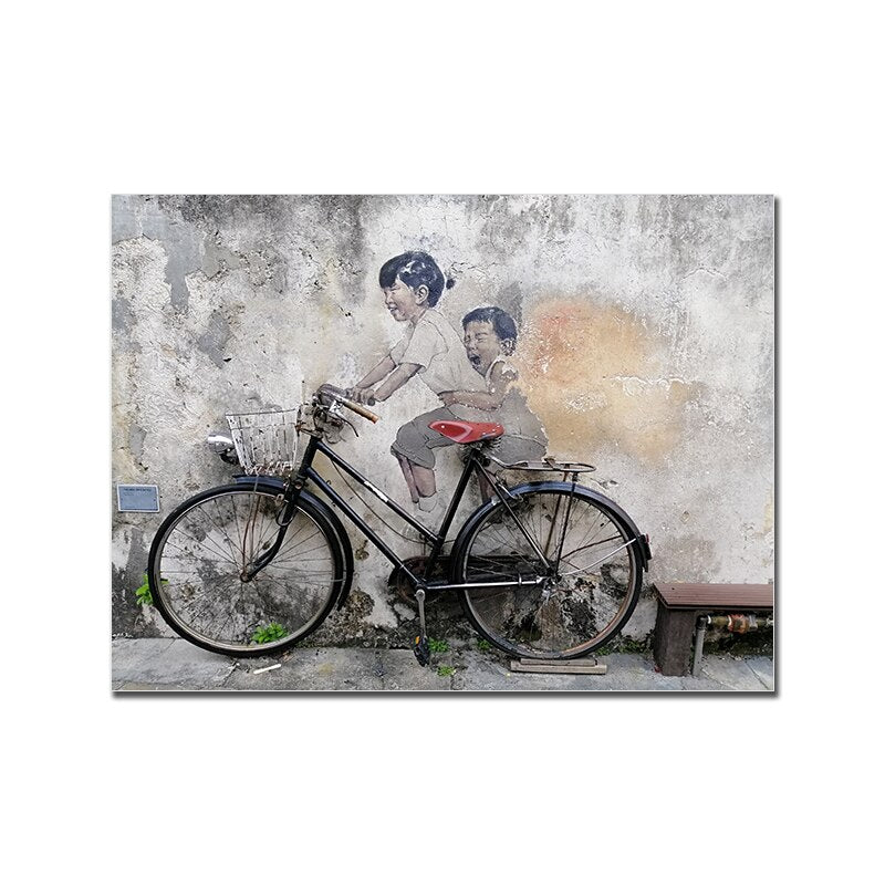 Tableau Street Art Banksy Bicyclette-LigneCreator