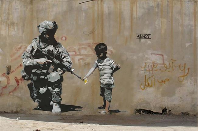 Tableau Street Art Banksy Militaire-LigneCreator