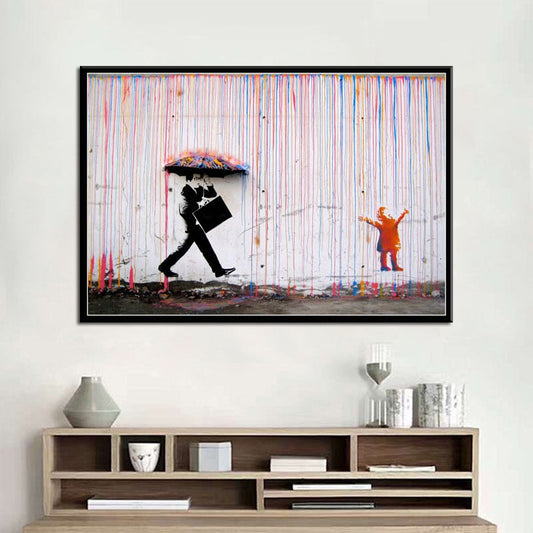 Tableau Street Art Banksy Pluie de Couleur-LigneCreator