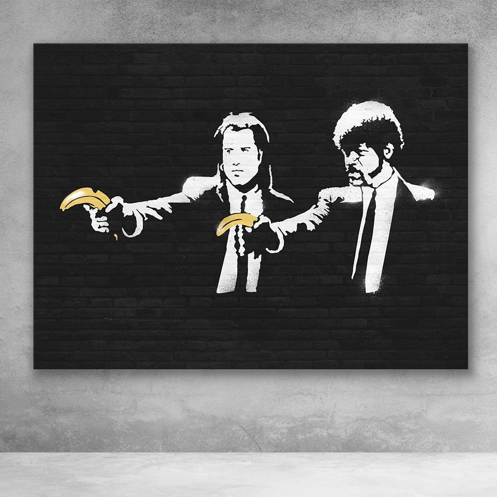 Tableau Street Art Banksy Pulp Fiction-LigneCreator