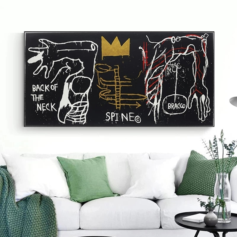 Tableau Street Art Basquiat Noir-LigneCreator