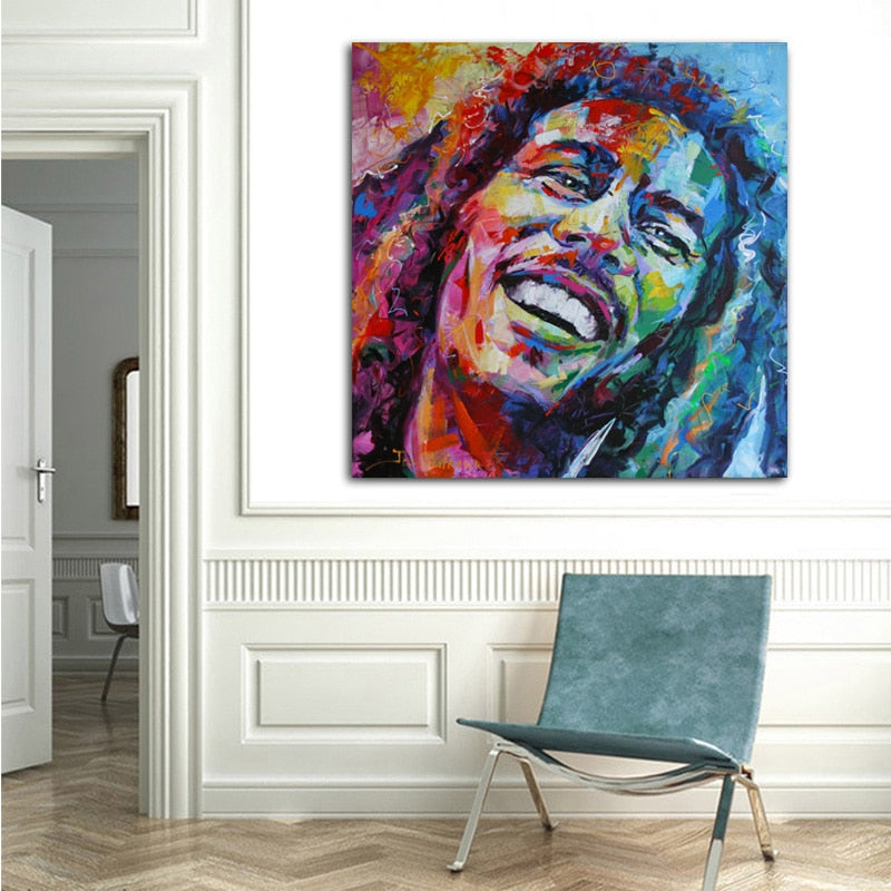 Tableau Street Art Bob Marley Couleur-LigneCreator