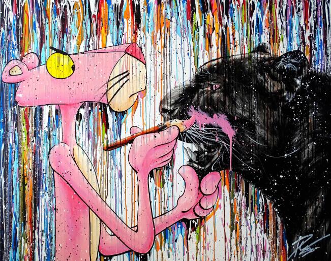 Tableau Street Art Panthere rose-LigneCreator