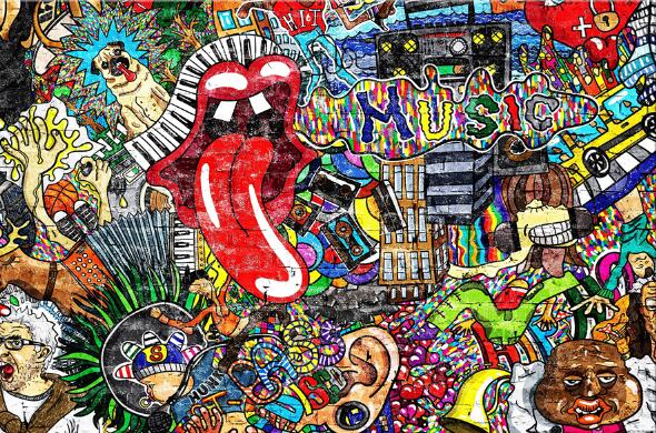 Tableau Street Art Rolling Stones-LigneCreator
