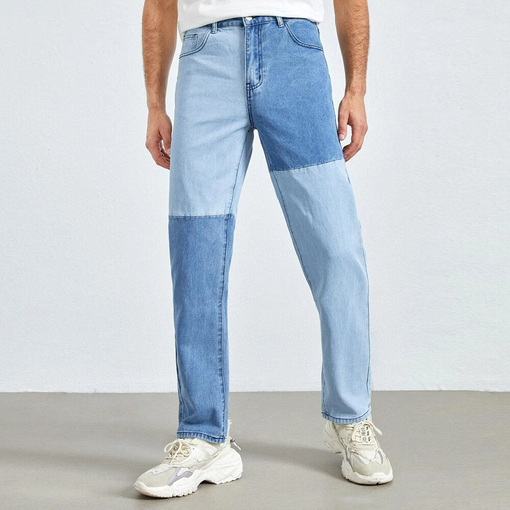 Pantalon Bleu Patchwork