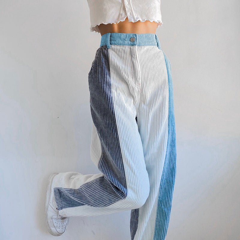 Pantalon Patchwork Bleu et Blanc