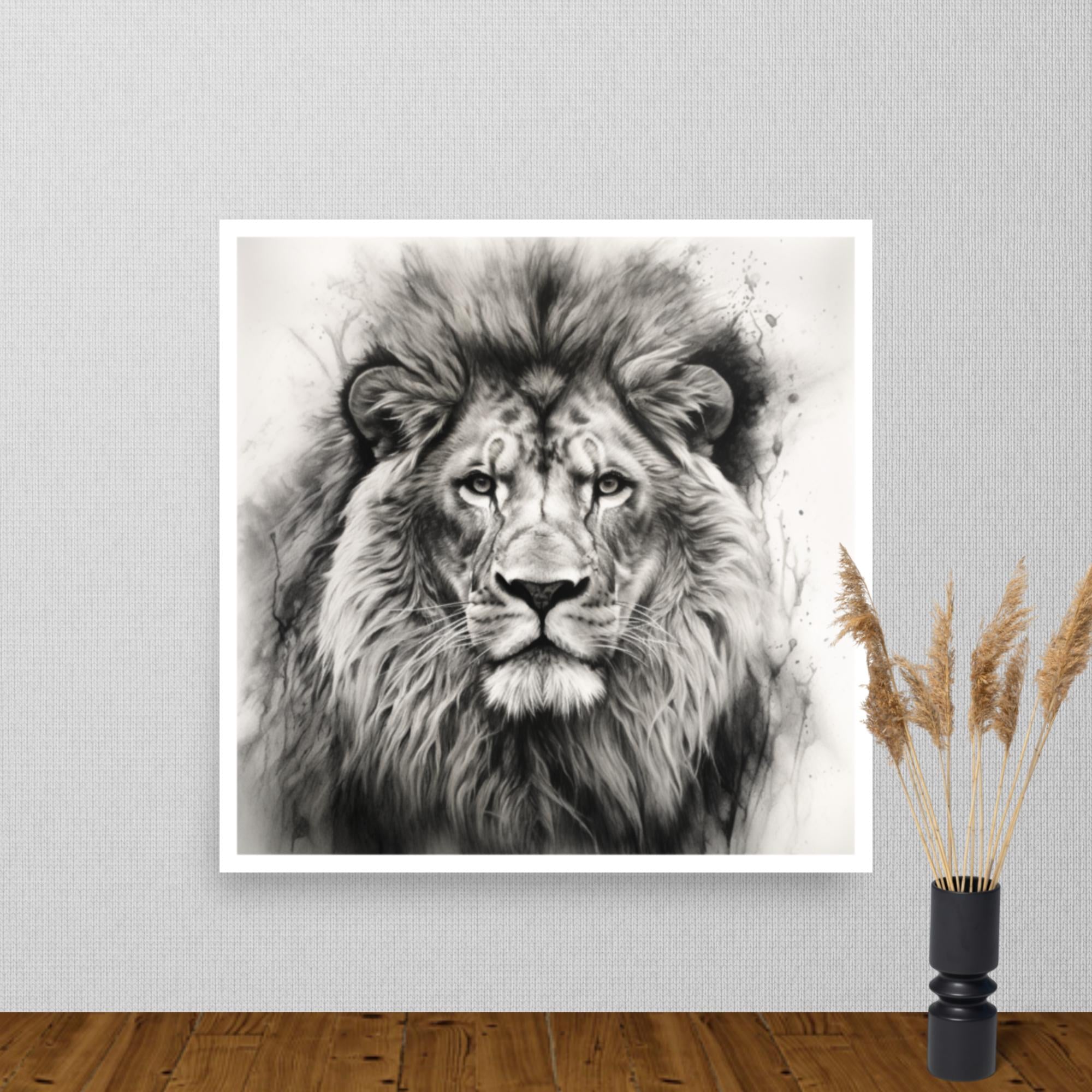 Peinture T te de lion Noir et Blanc LigneCreator