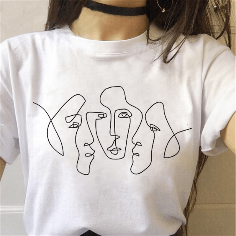 T-shirt Dessin Abstrait Visage