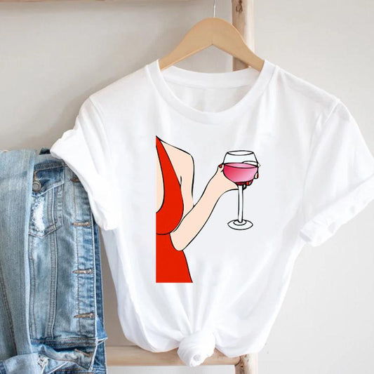T-shirt Dessin Femme Vin