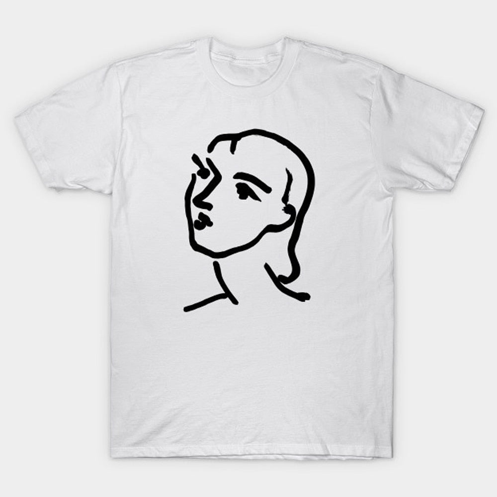 T-shirt Dessin Visage Femme