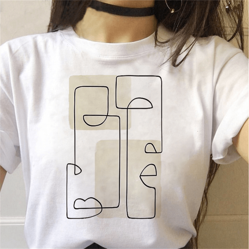 T-shirt Dessin Visage Géométrique