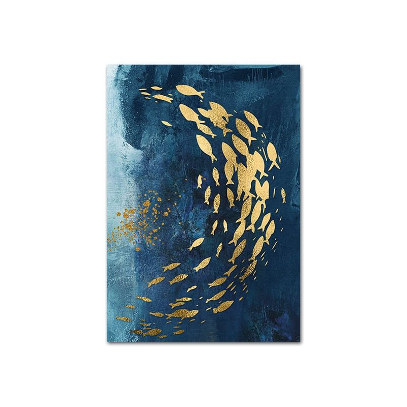 Tableau Abstrait avec Poissons