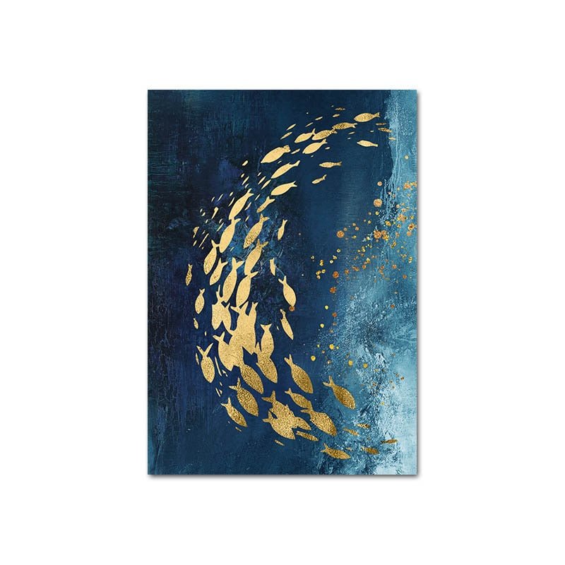 Tableau Abstrait avec Poissons