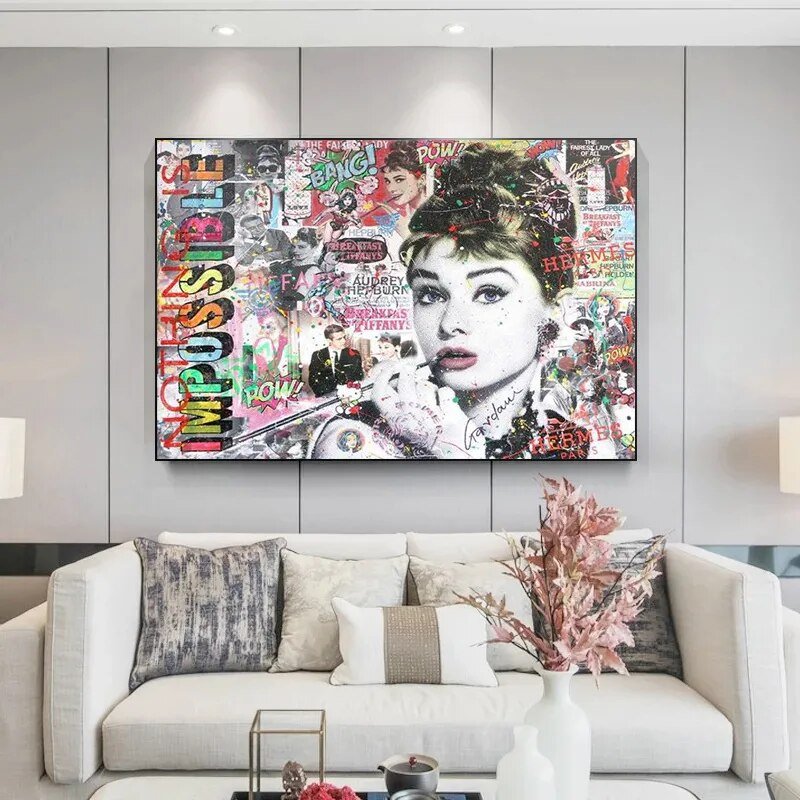 Tableau Audrey Hepburn Style Graffiti