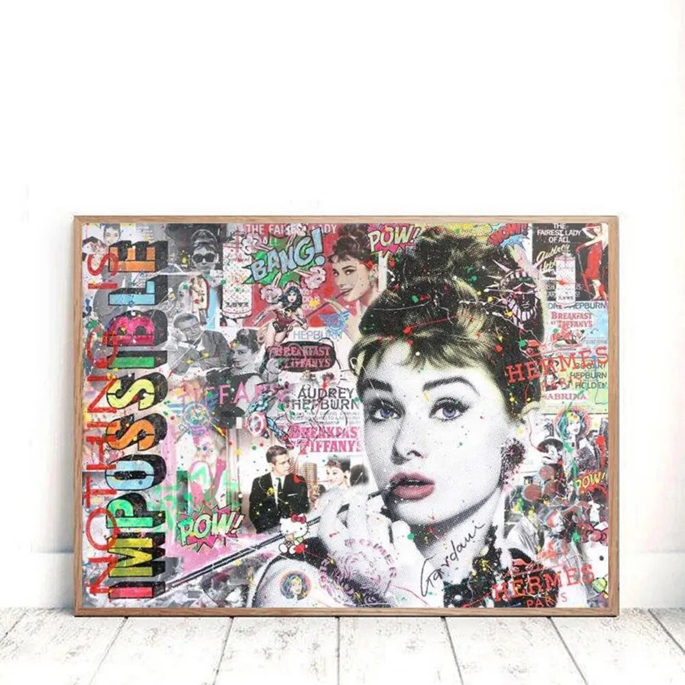Tableau Audrey Hepburn Style Graffiti