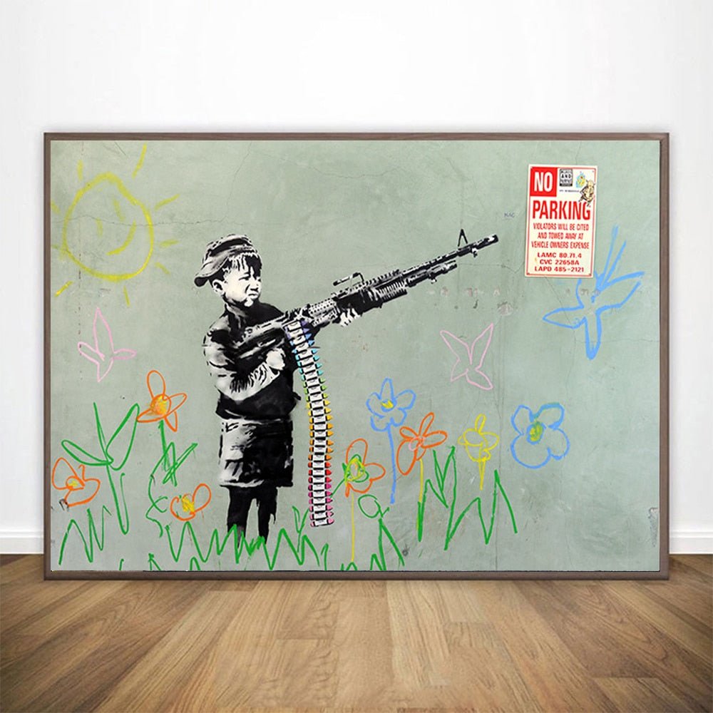 Tableau Banksy Enfant et Arme