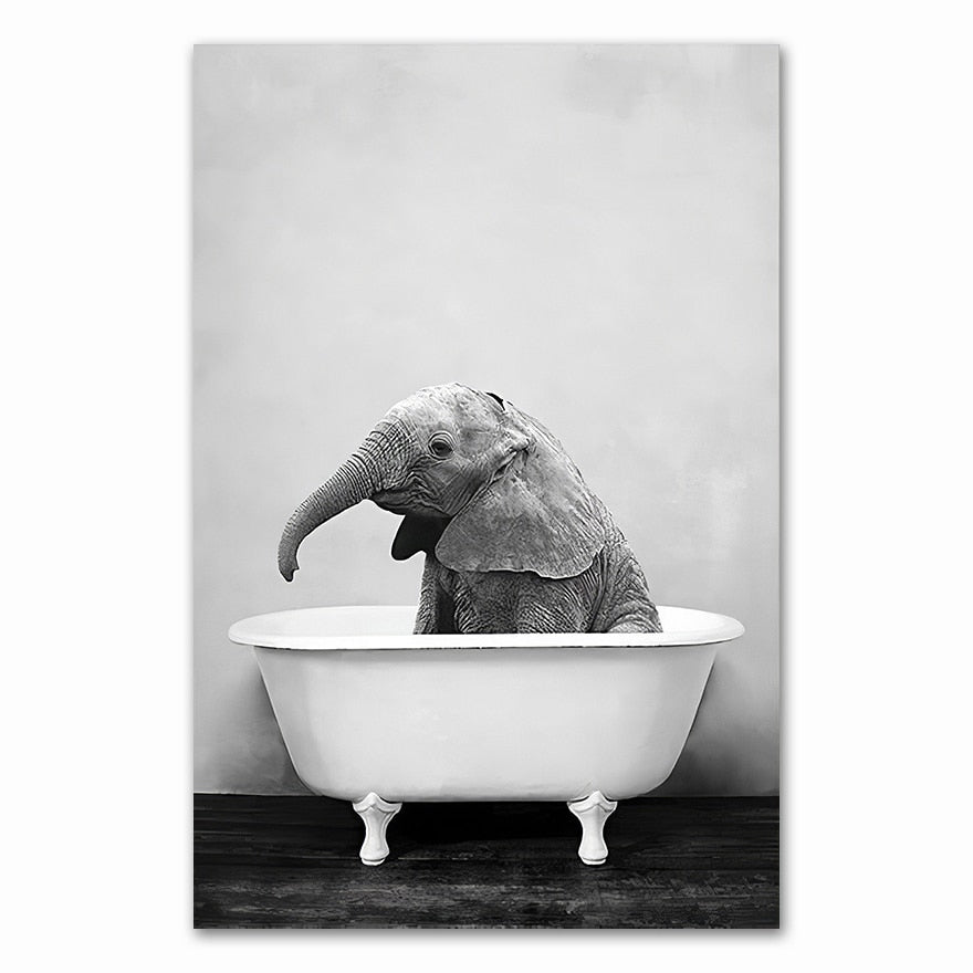 Tableau Elephant Baignoire