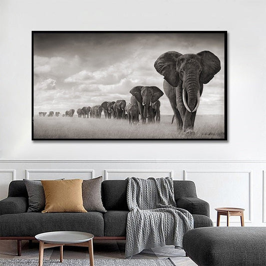 Tableau Elephant File Indienne